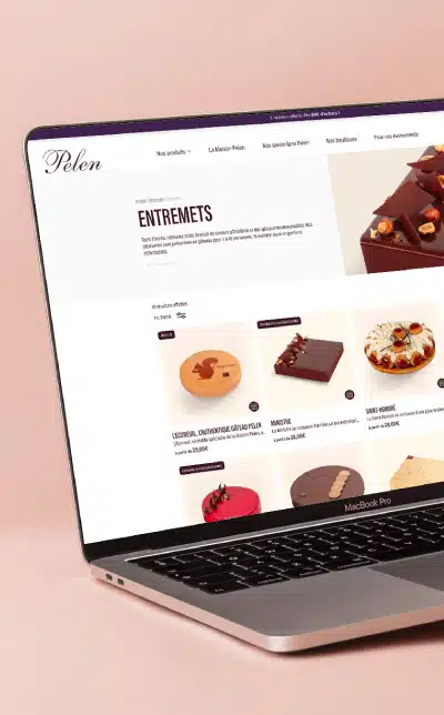 Illustration de la création d'un site Internet boutique, pour la chocolaterie Pelen